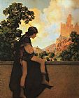 Maxfield Parrish The Knave Watches Violetta Depart painting